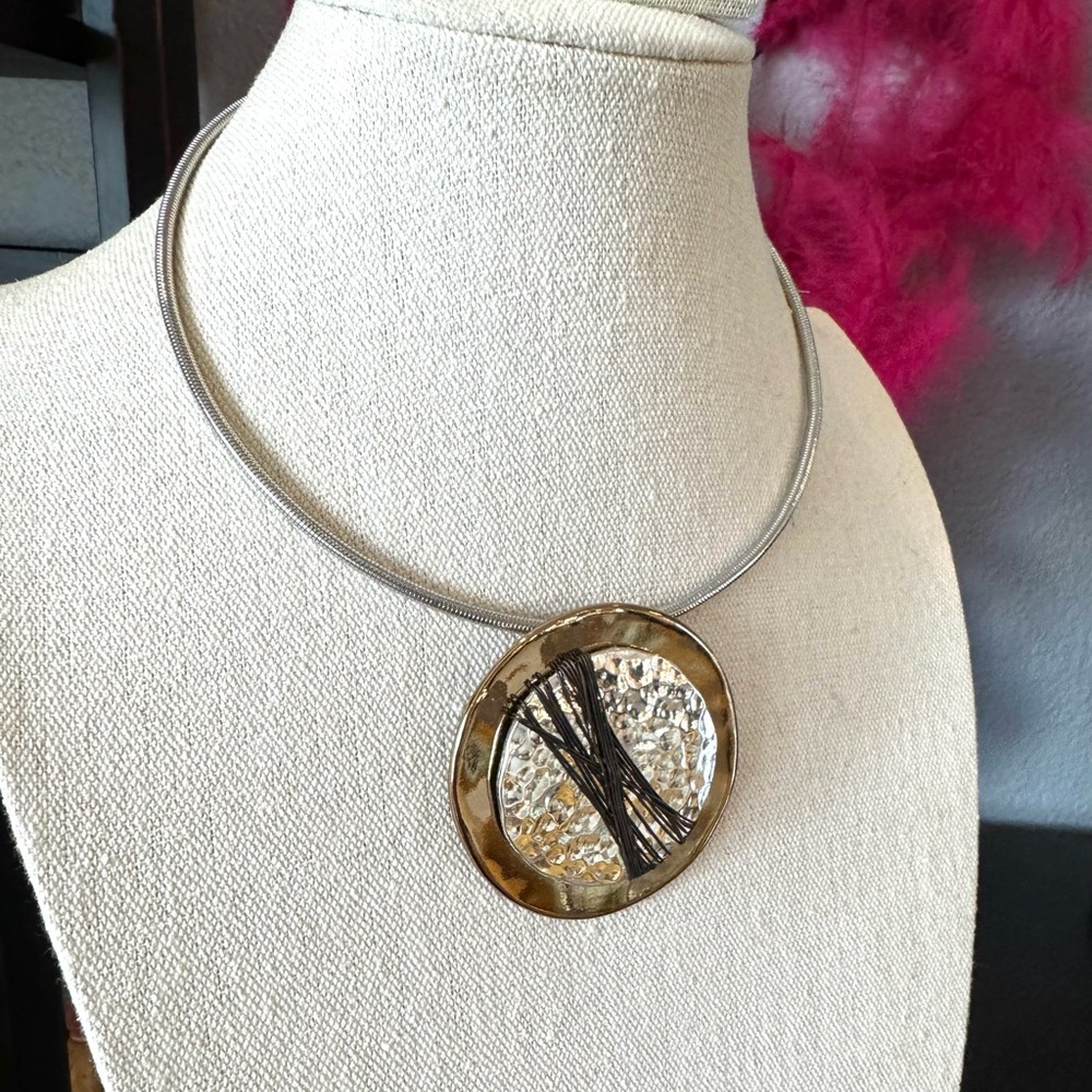Chico's Elegant Silver and Gold Necklace Set with Matching Earrings - Picture 7 of 7